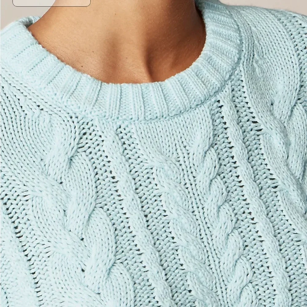 J crew midday skies blue Cable-knit crewneck sweater
